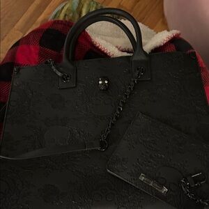 Betsy Johnson Elegant Black Embossed Women's Bag Set